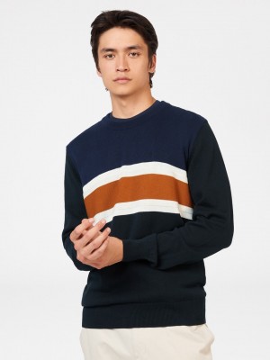 Black Ben Sherman Chest Stripe Crewneck Knitwear | BK8654930