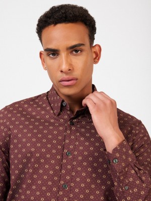 Brown Ben Sherman Signature Geo Shirts | ZQ0852714