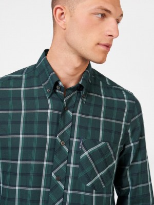 Green Ben Sherman Grid Check Shirts | HZ1069852