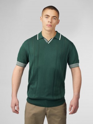 Green Ben Sherman Signature Open Neck Polo Knitwear | VH6517823