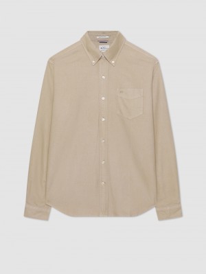 Grey Ben Sherman Beatnik Oxford Garment Dye Shirts | HR3952681