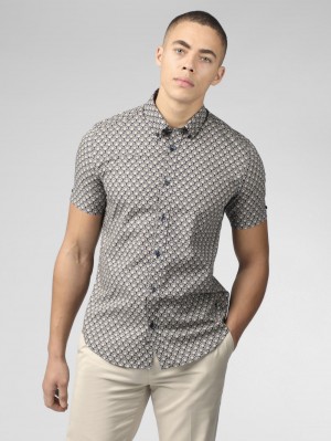 Grey Ben Sherman Block Geo Shirts | SQ6795380