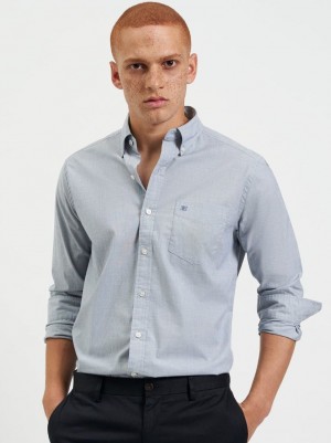 Navy Ben Sherman Beatnik Wash Long-Sleeve Shirts | WD1473058