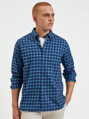 Navy Ben Sherman House Tartan Twill Shirts | LH0378492