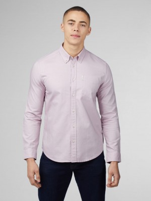 Purple Ben Sherman Signature Oxford Long Sleeve Shirts | EI7612980