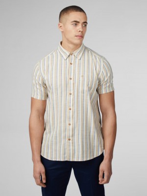 White Ben Sherman Signature Mod Stripe Shirts | OM4761802