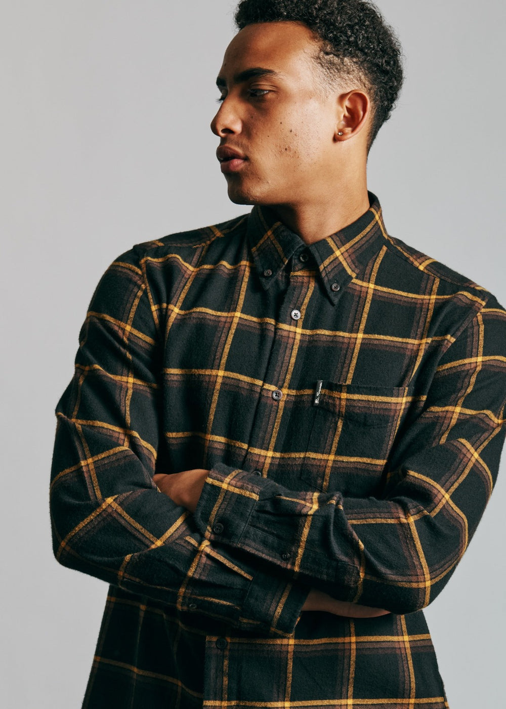 Black Ben Sherman Oversized Brushed Check Shirts | UW1423056