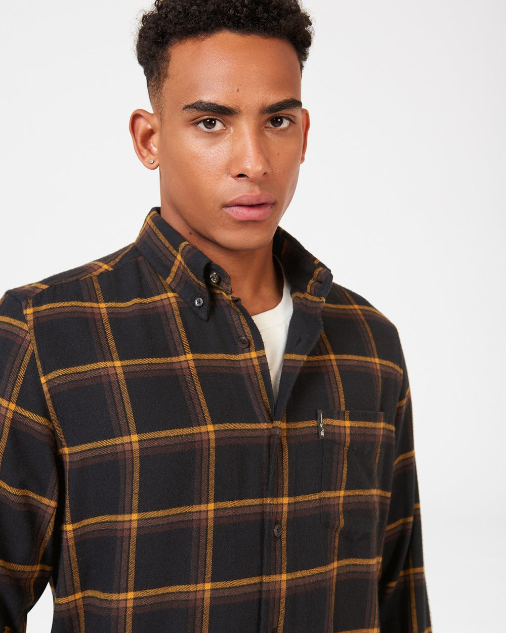 Black Ben Sherman Oversized Brushed Check Shirts | UW1423056