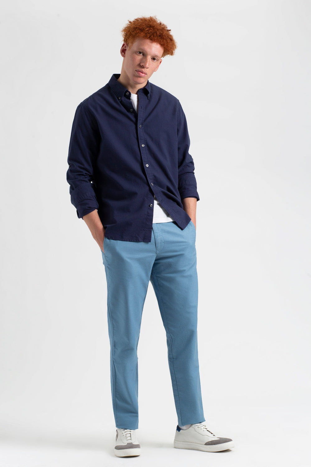 Blue Ben Sherman Beatnik Oxford Slim Taper Garment Dye Chino Pants | DV6031748