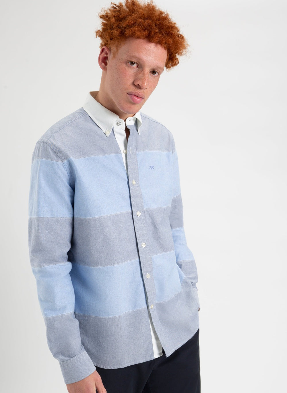 Blue Ben Sherman Brighton Oxford Garment Dye Rugby Shirts | MS6893421