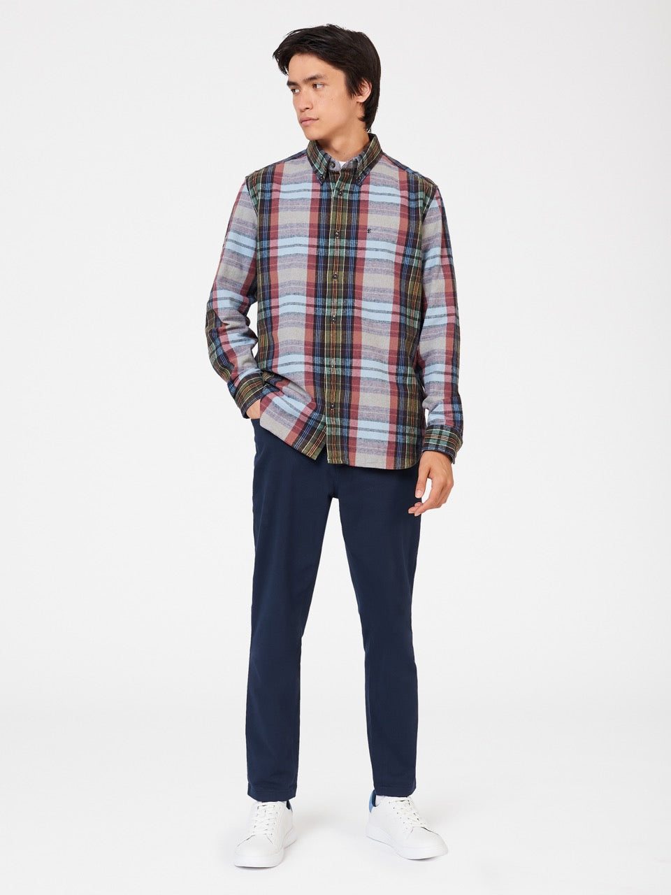 Blue Ben Sherman Brushed Multicolour Check Oxford Shirts | YR8374602