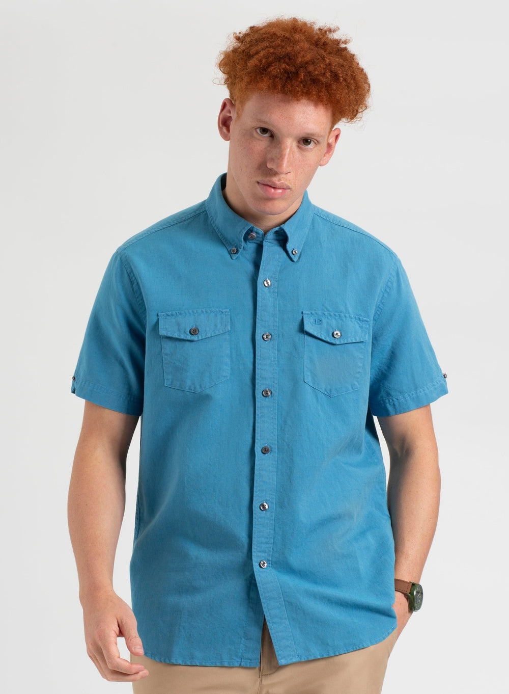 Blue Ben Sherman Garment Dye Linen Shirts | IP8073649