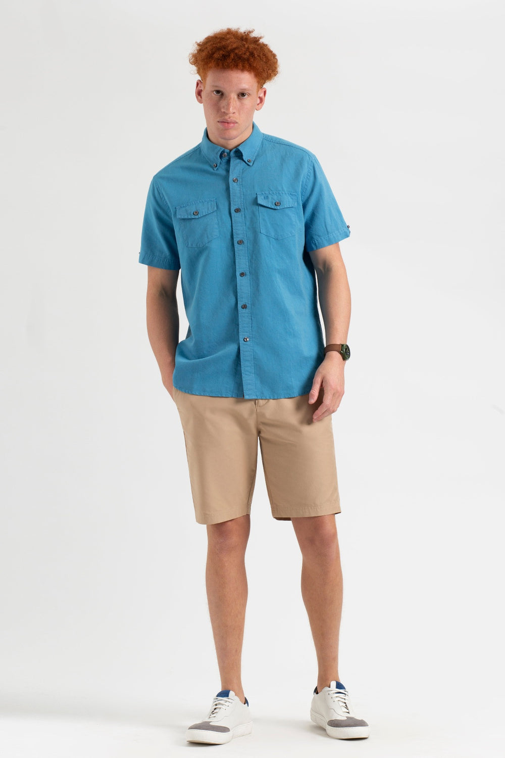 Blue Ben Sherman Garment Dye Linen Shirts | IP8073649