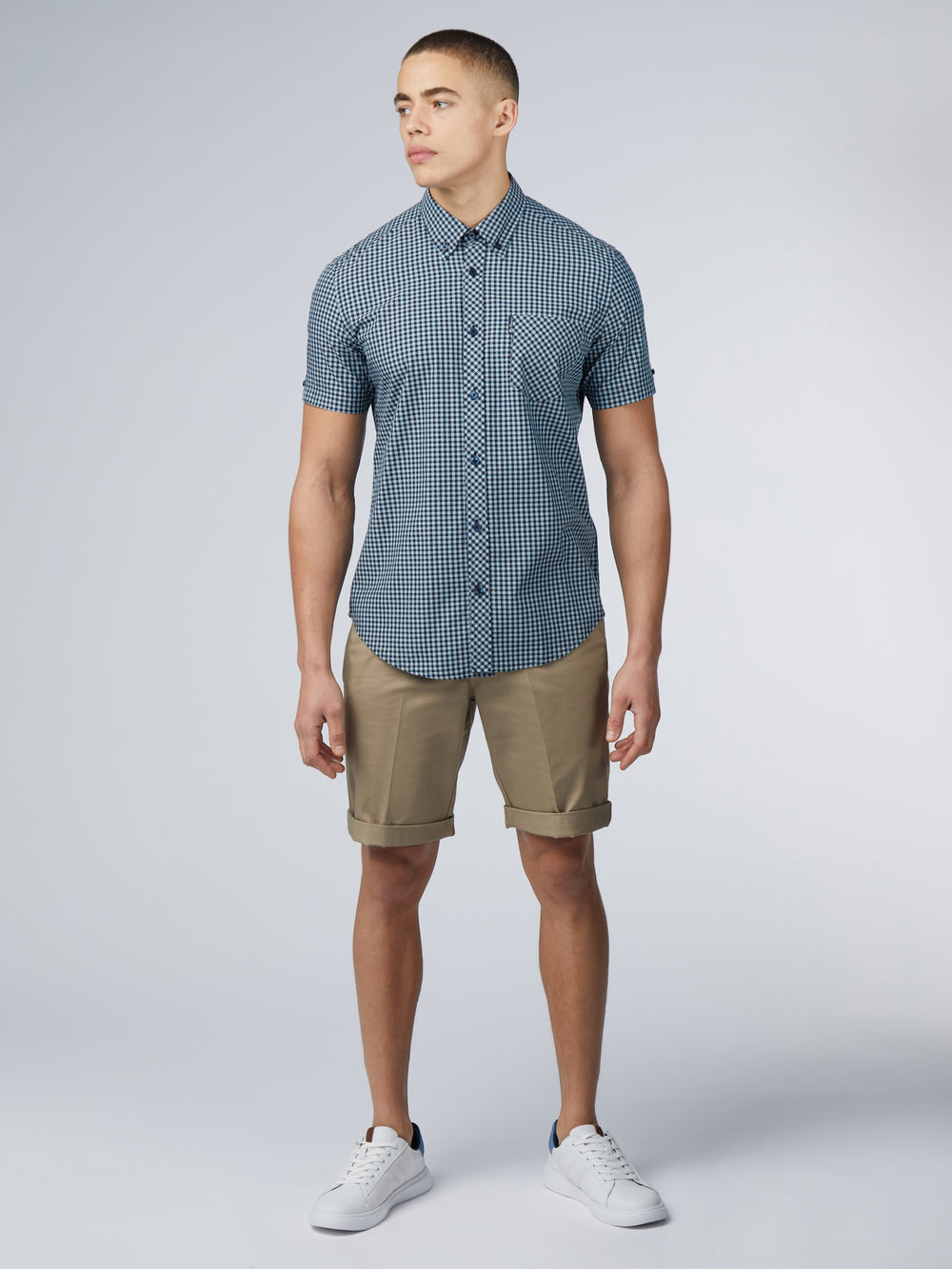 Blue Ben Sherman Signature Short Sleeve Gingham Shirts | YS0287953