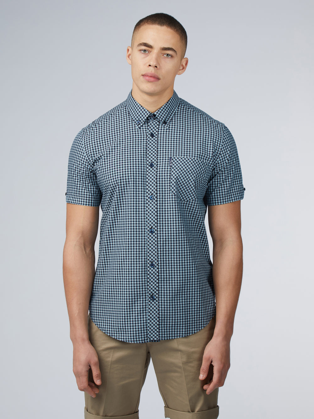 Blue Ben Sherman Signature Short Sleeve Gingham Shirts | YS0287953