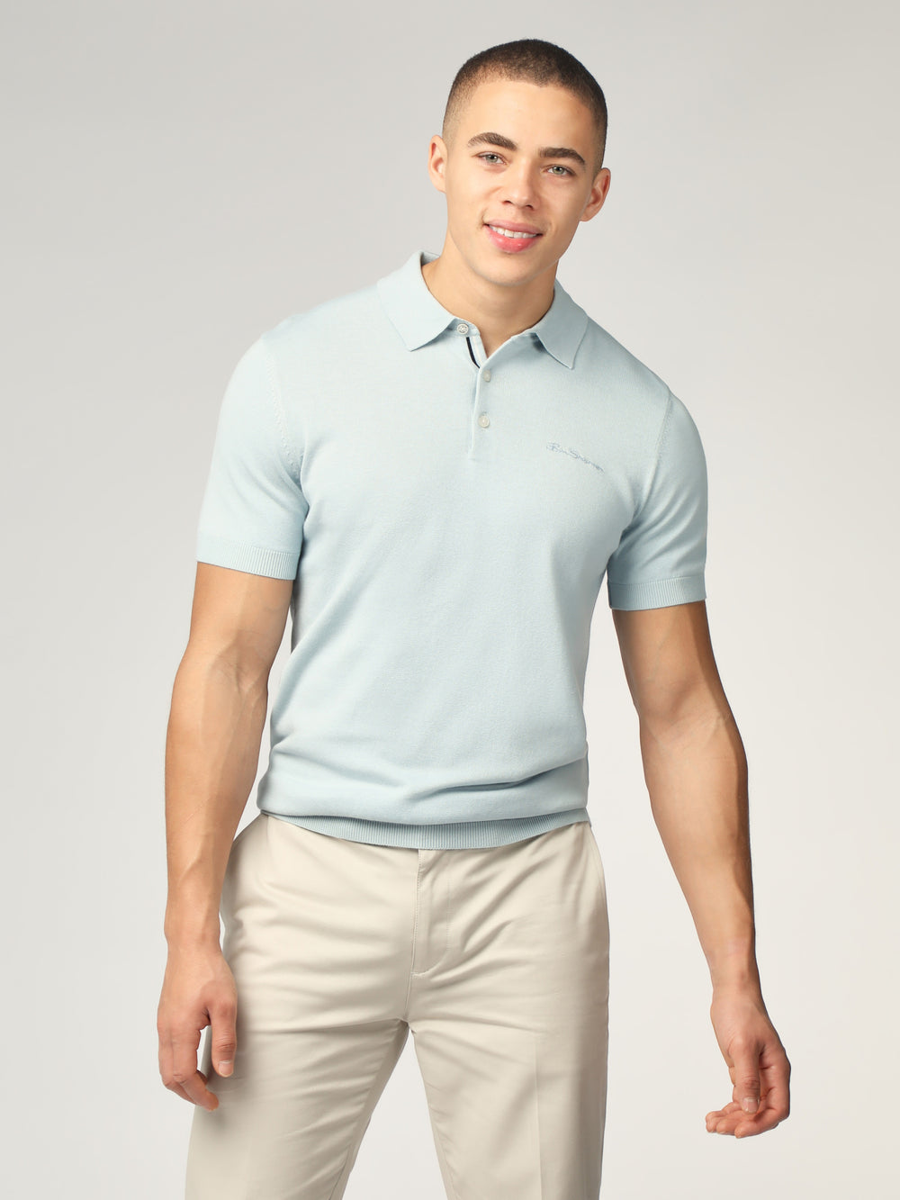 Blue Ben Sherman Signature Short Sleeve Polo Knitwear | KY6508913