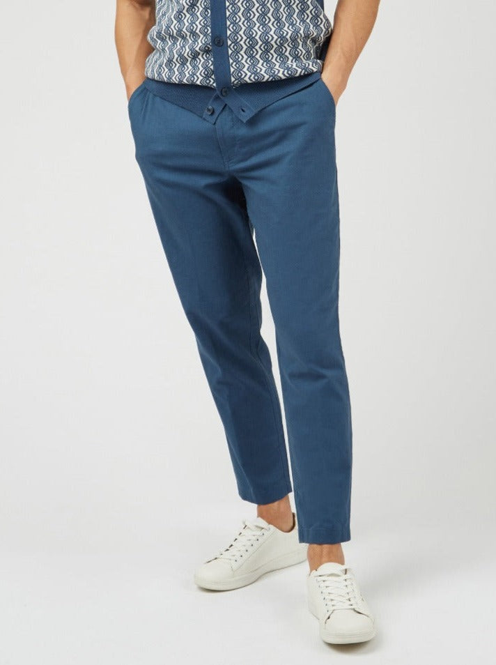 Blue Ben Sherman Signature Slim Taper Linen Pants | CZ5896237