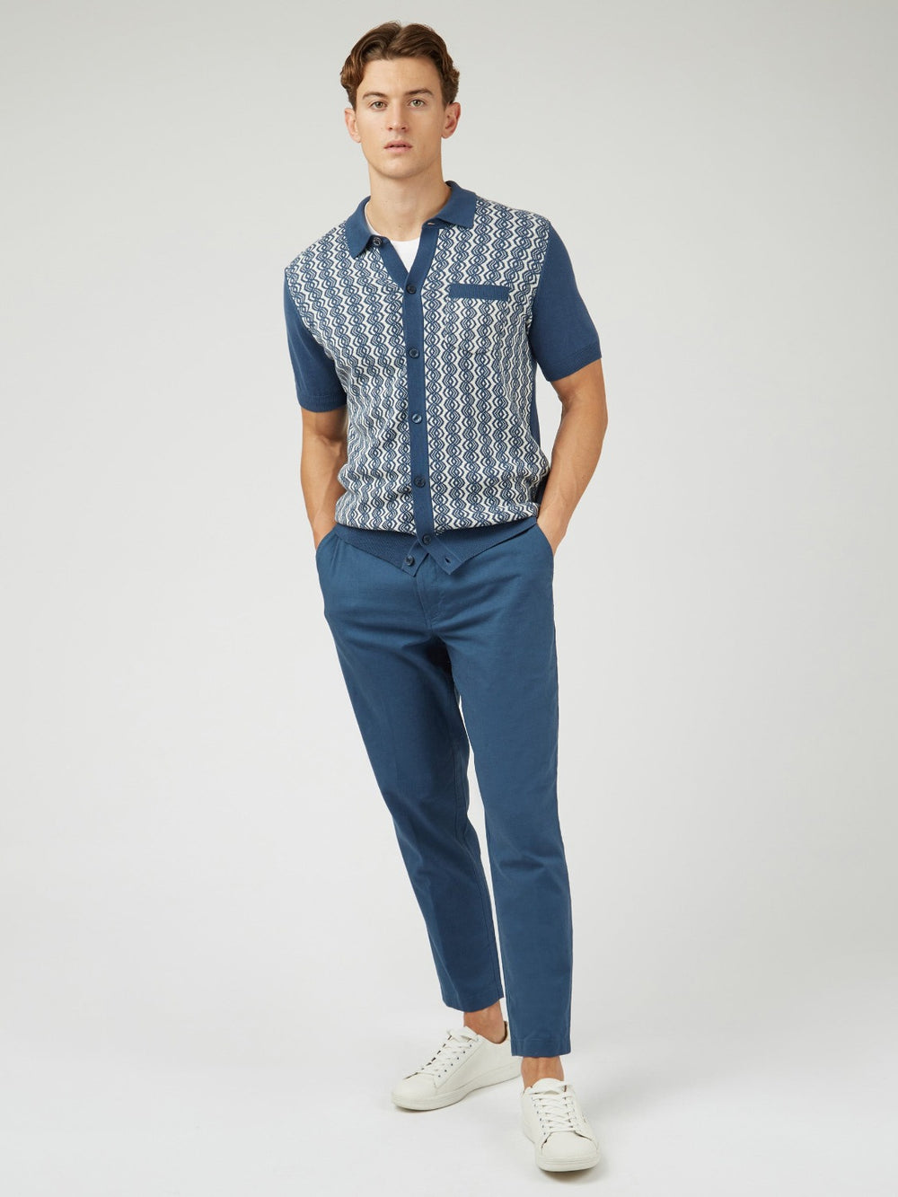 Blue Ben Sherman Signature Slim Taper Linen Pants | CZ5896237