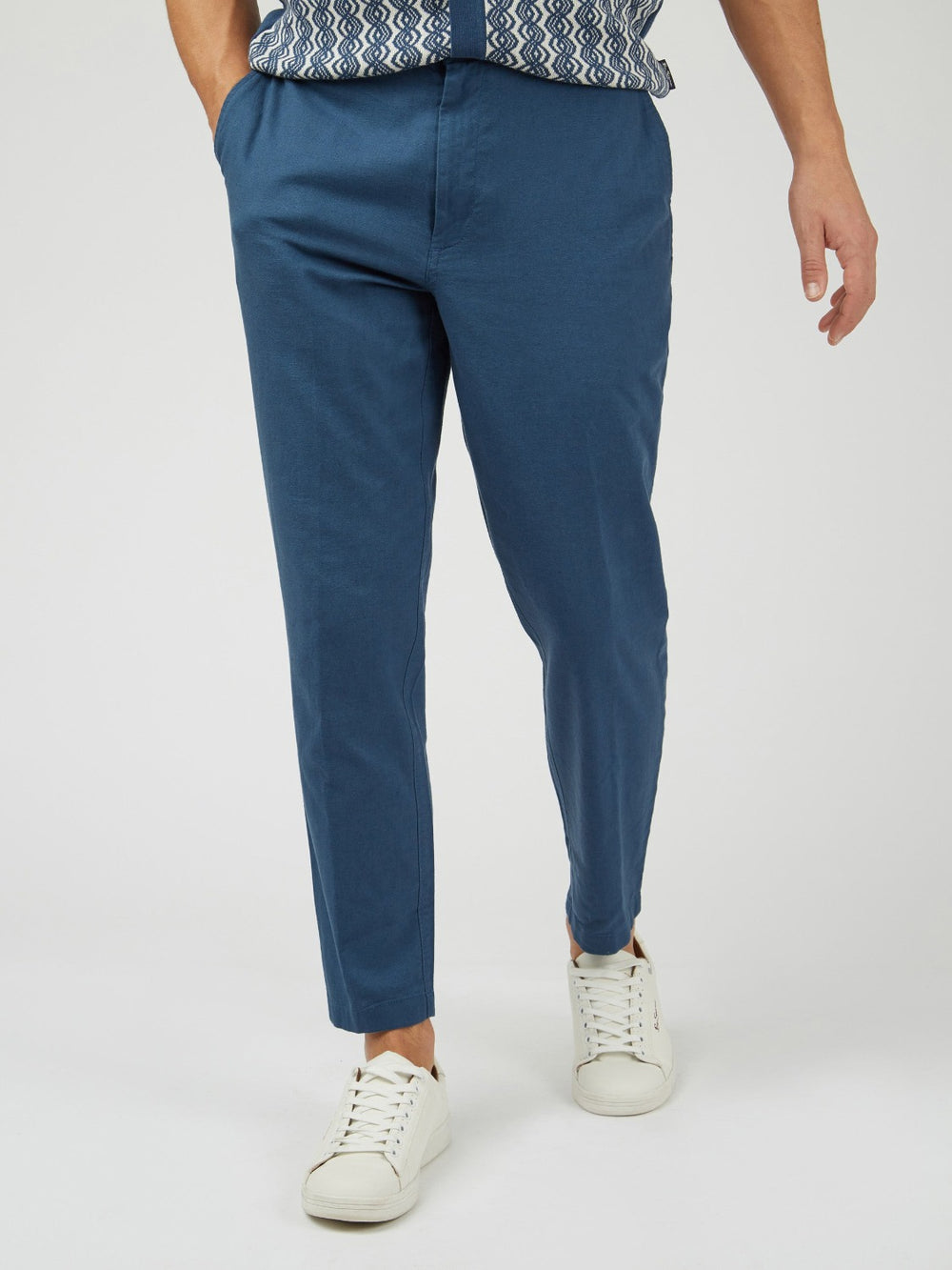 Blue Ben Sherman Signature Slim Taper Linen Pants | CZ5896237