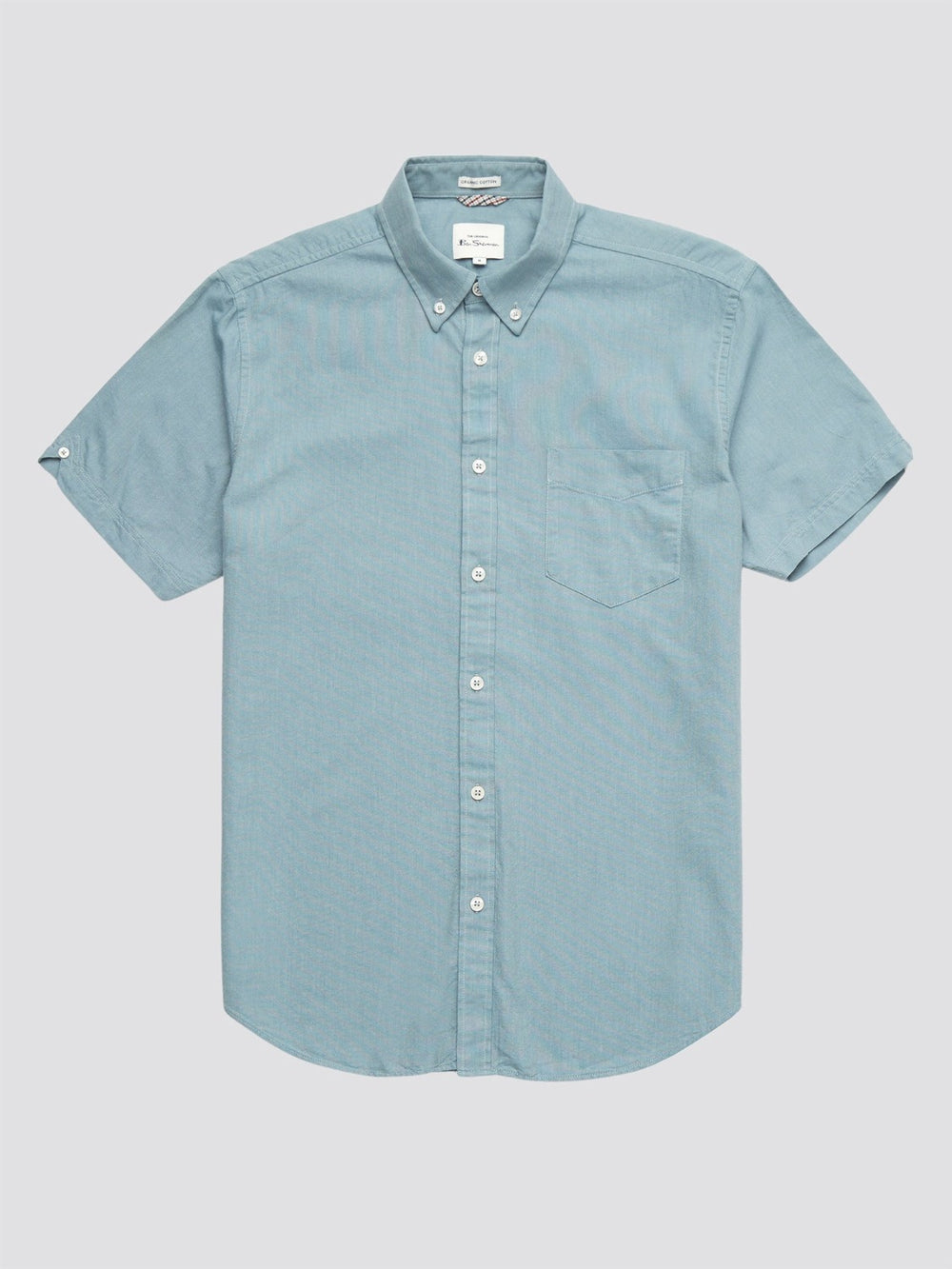 Blue Grey Ben Sherman Signature Organic Short-Sleeve Oxford Shadow Shirts | YU0385271