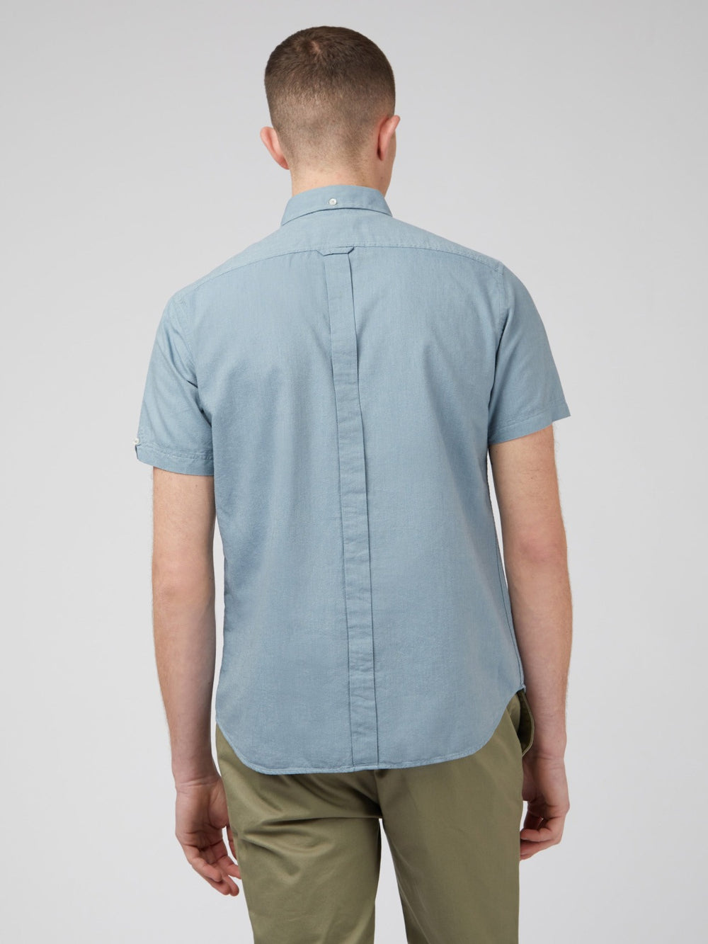 Blue Grey Ben Sherman Signature Organic Short-Sleeve Oxford Shadow Shirts | YU0385271