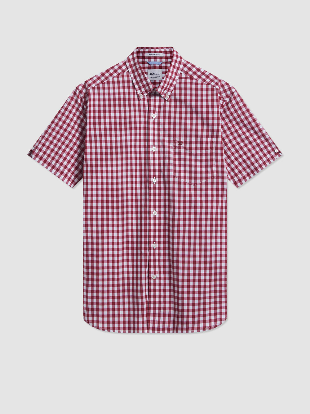 Burgundy Ben Sherman Short Sleeve House Poplin Gingham Shirts | JB8304792