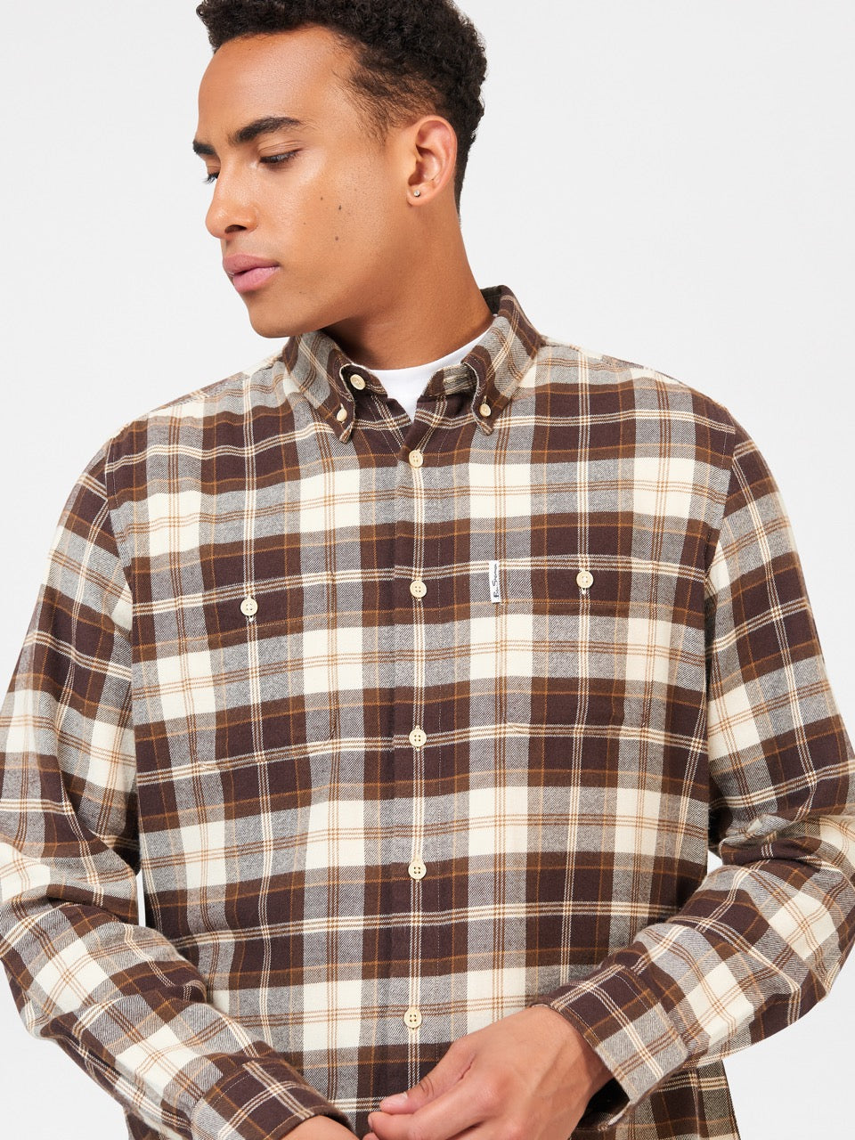 Chocolate Ben Sherman Brushed Plain Check Shirts | OB9652418