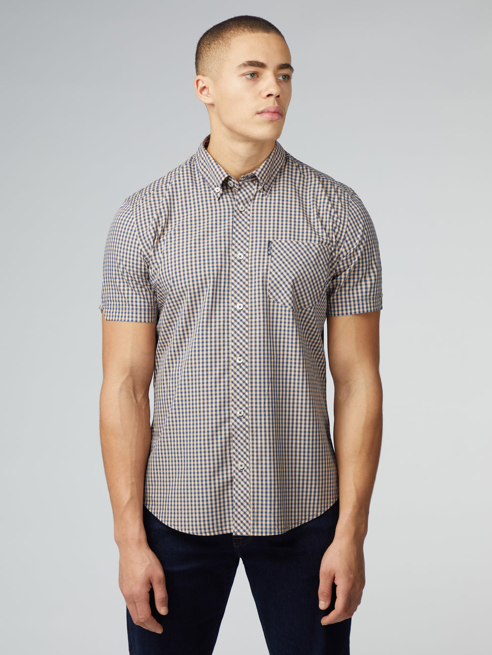 Copper Orange Ben Sherman Signature Short Sleeve Gingham Shirts | AJ4923657