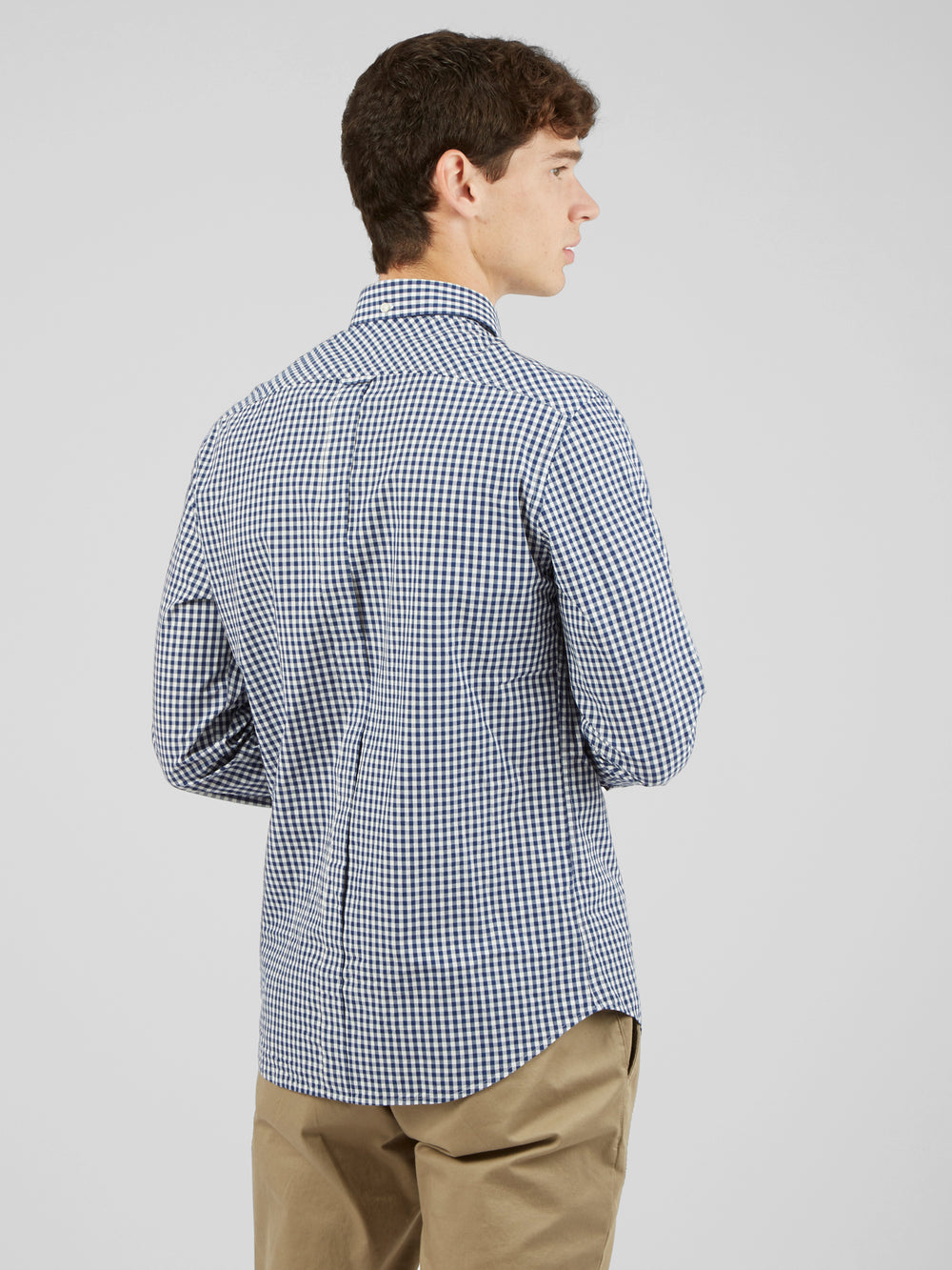 Dark Blue Ben Sherman Signature Long-Sleeve Gingham Shirts | RH5316980