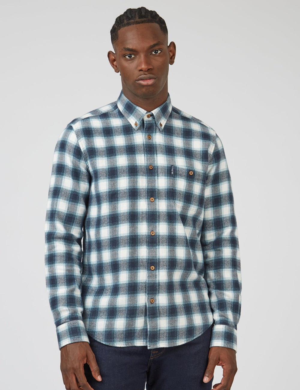 Green Ben Sherman Brushed Ombre Check Flannel Shirts | ND0946581