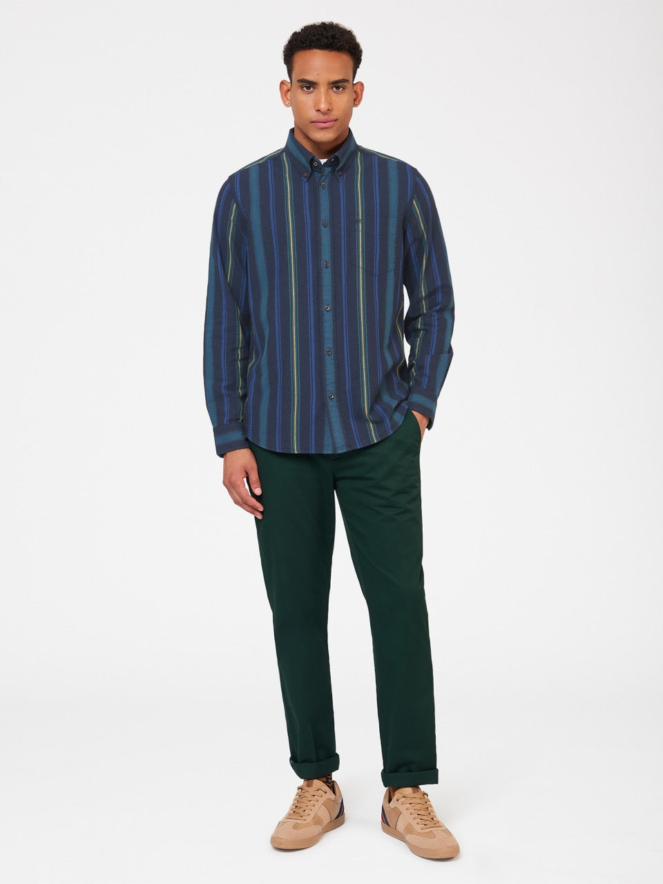 Green Ben Sherman Signature Striped Oxford Shirts | RU9273085