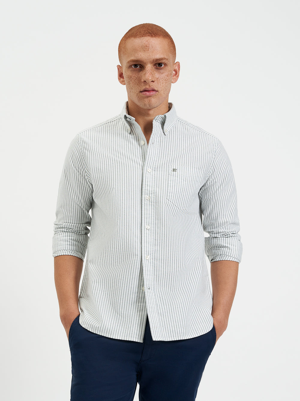 Green Stripes Ben Sherman Brighton Oxford Organic Stripe Green Bengal Stripe Shirts | DY6831025