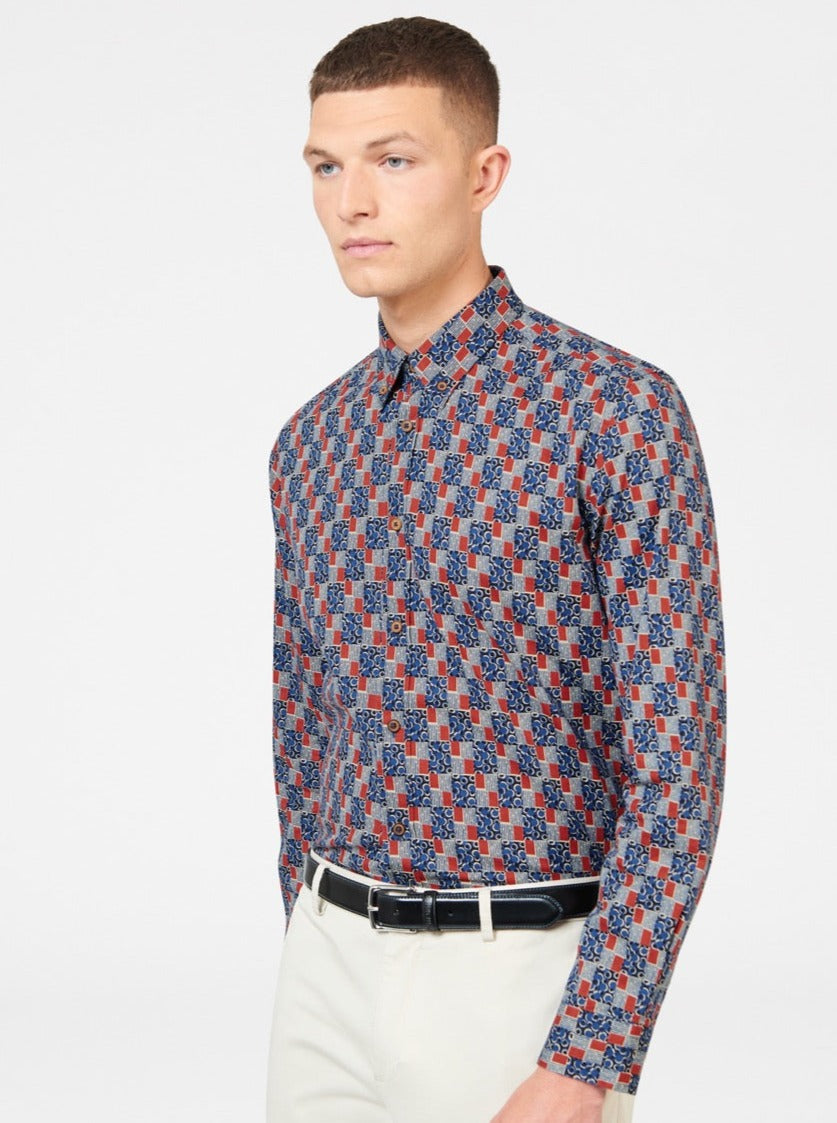 Indigo Ben Sherman 1950s Checkerboard Shirts | XD8741263