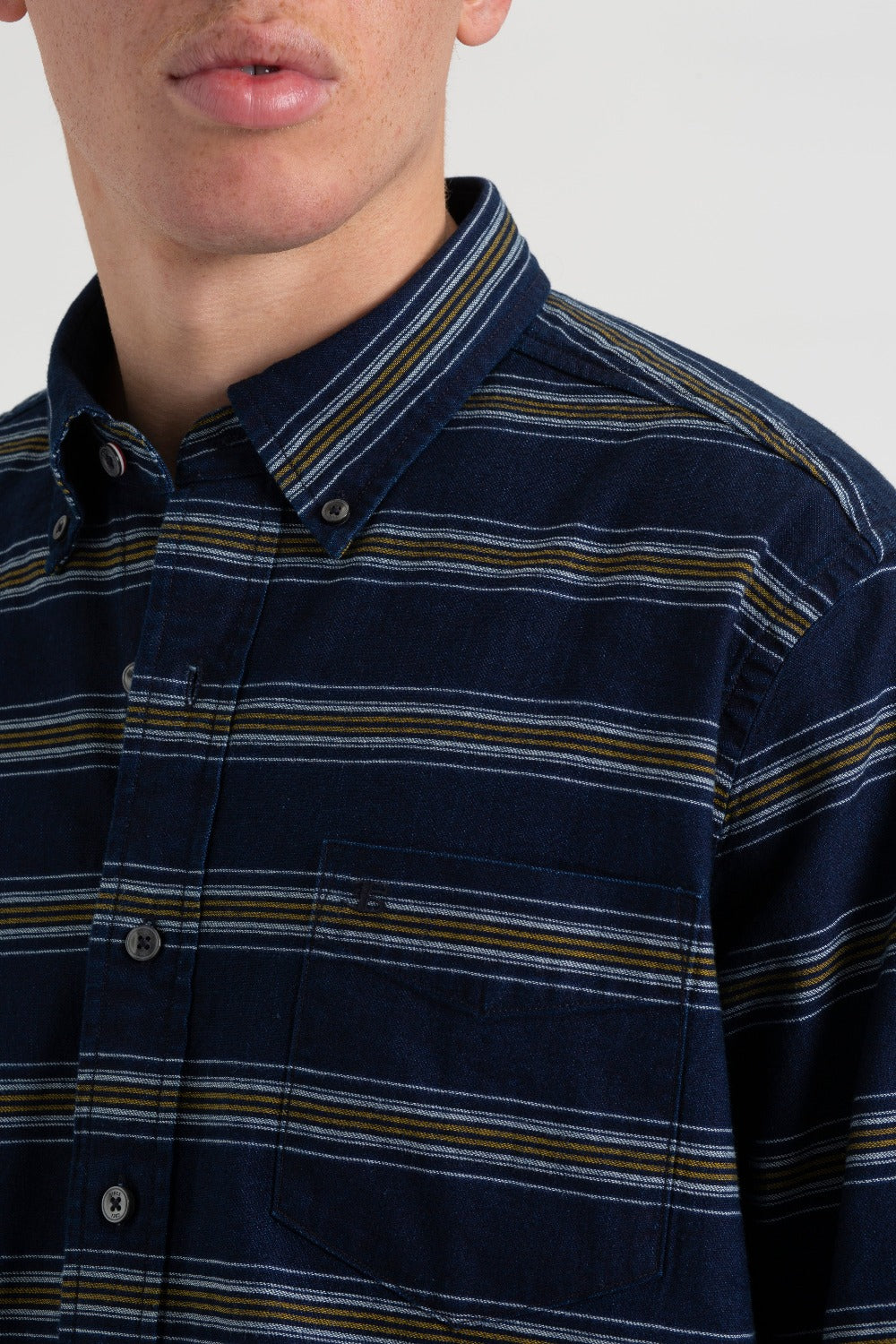 Indigo Ben Sherman Dalston Blues Long Sleeve Indigo Stripe Shirts | IG5637918