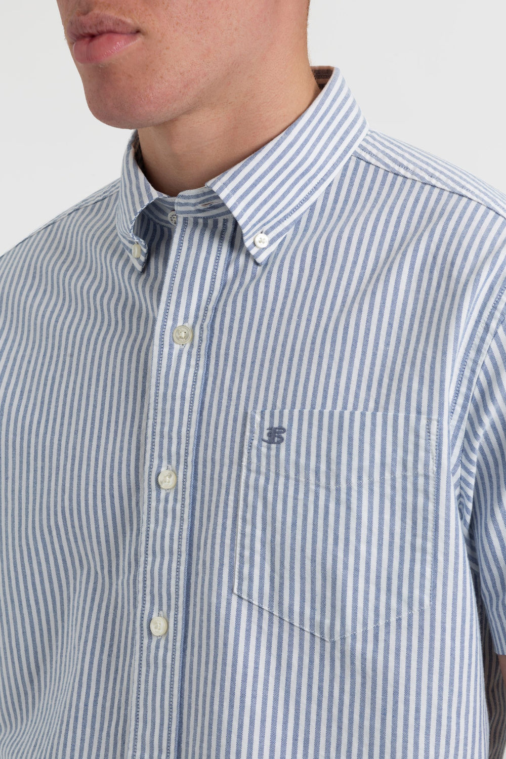 Indigo Stripes Ben Sherman Short Sleeve Brighton Oxford Organic Bengal Stripe Shirts | SN4257361