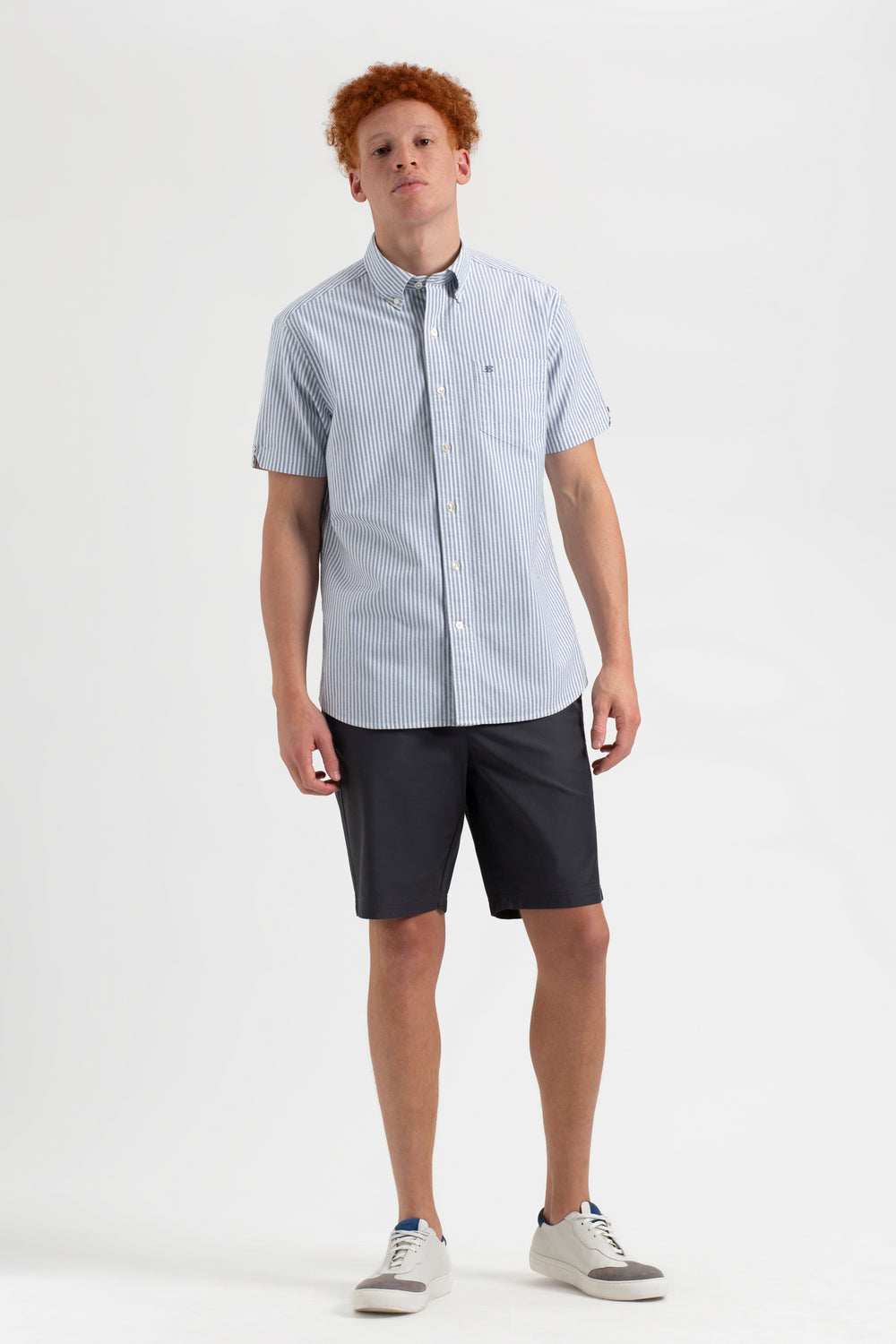 Indigo Stripes Ben Sherman Short Sleeve Brighton Oxford Organic Bengal Stripe Shirts | SN4257361