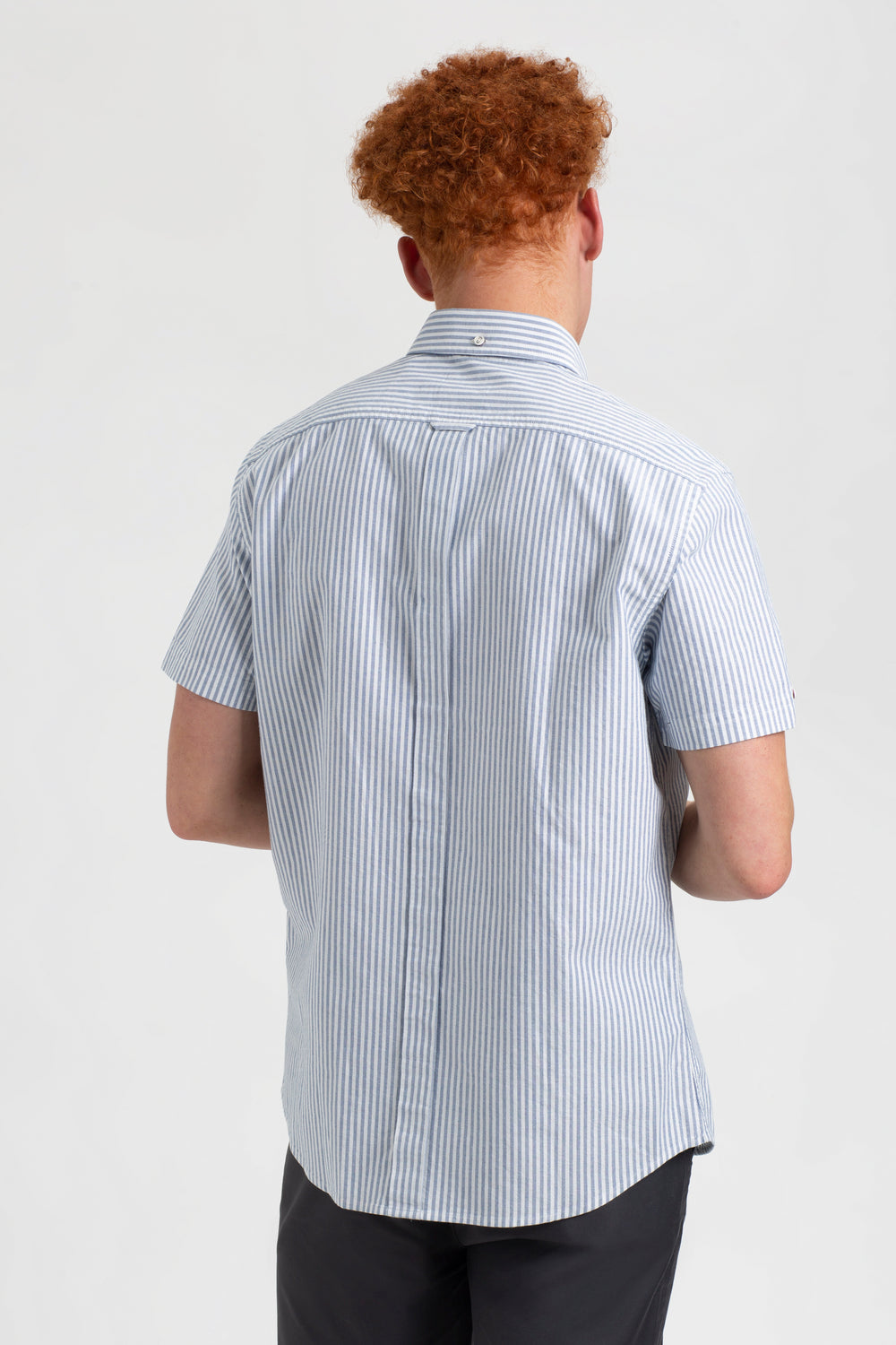 Indigo Stripes Ben Sherman Short Sleeve Brighton Oxford Organic Bengal Stripe Shirts | SN4257361