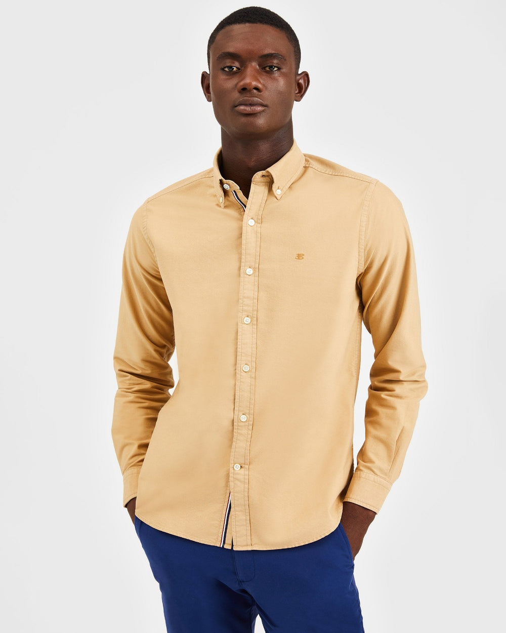 Khaki Ben Sherman Beatnik Oxford Garment Dye Shirts | UB3178964