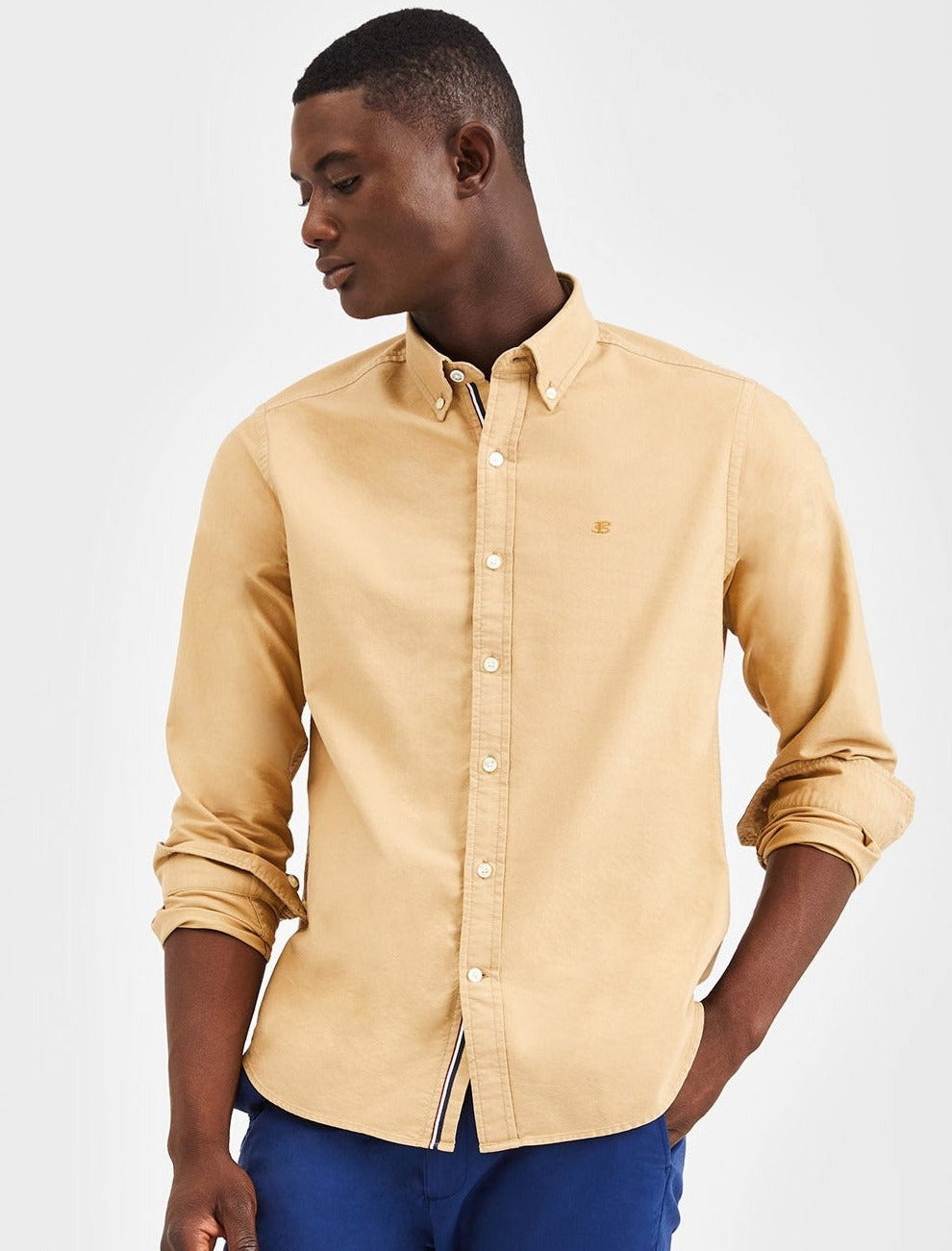 Khaki Ben Sherman Beatnik Oxford Garment Dye Shirts | UB3178964