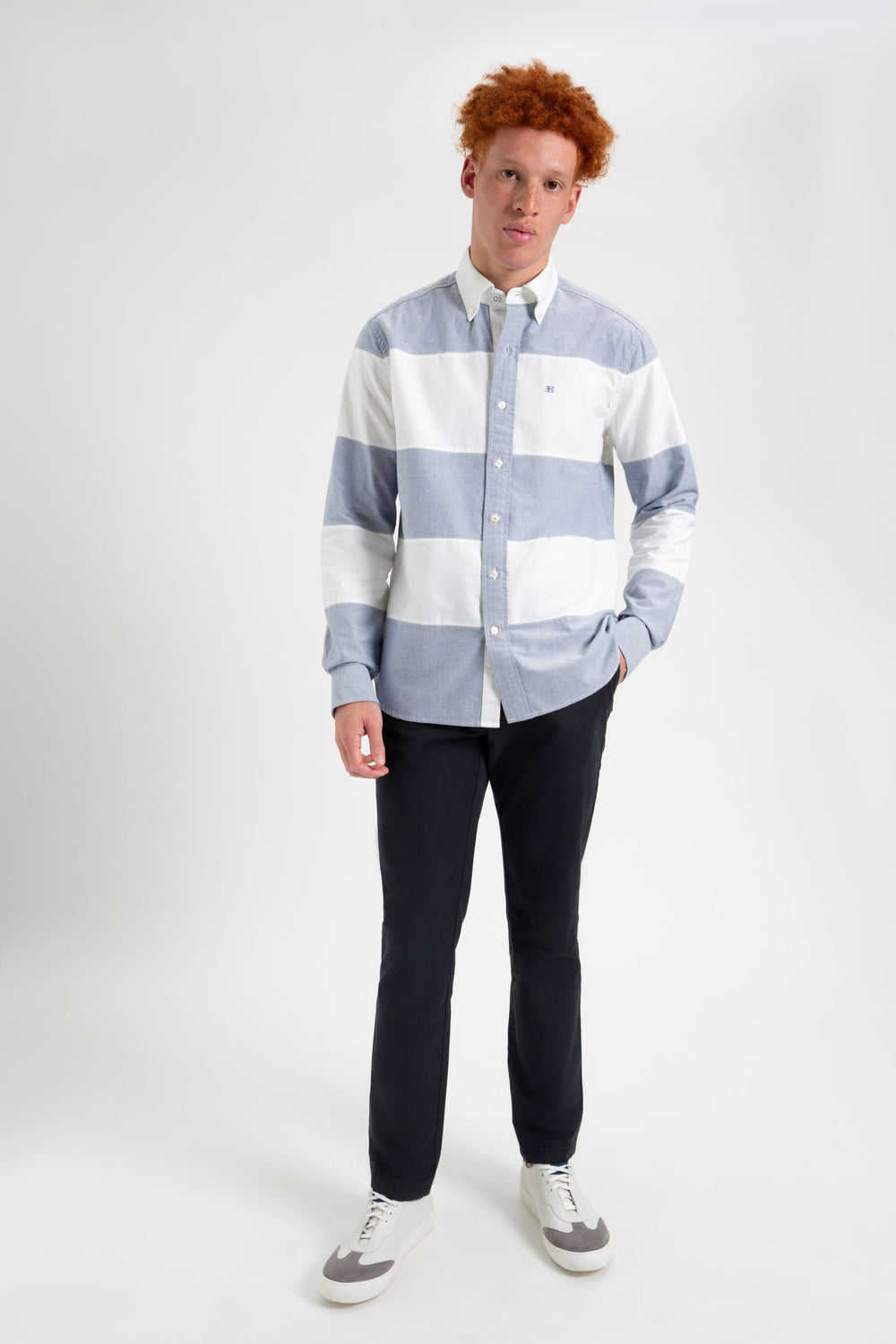 Navy Ben Sherman Brighton Oxford Organic Garment Dye Rugby Shirts | SM2563184