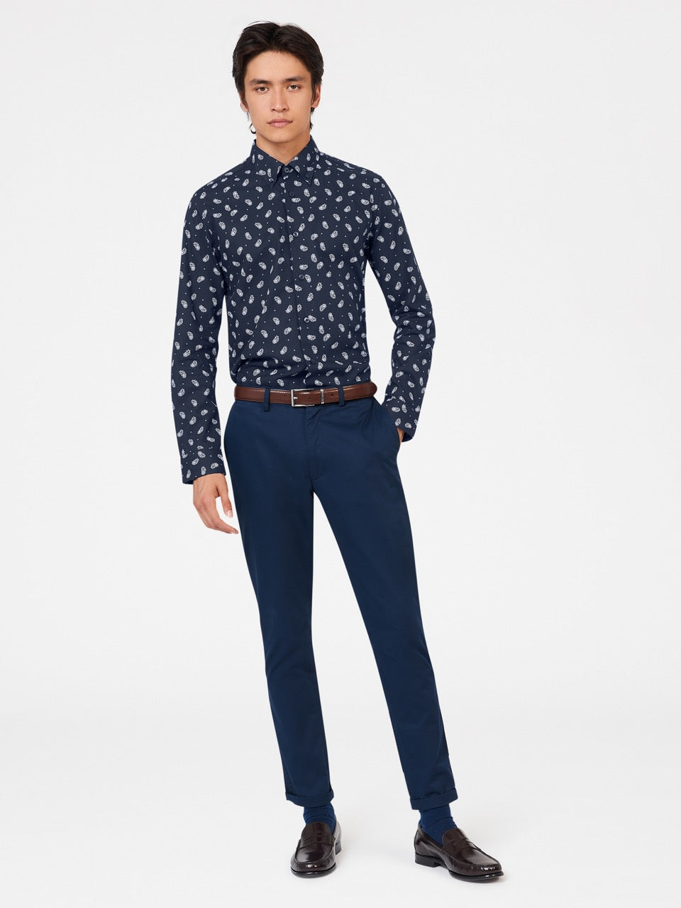 Navy Ben Sherman Micro Paisley Shirts | QZ1365749