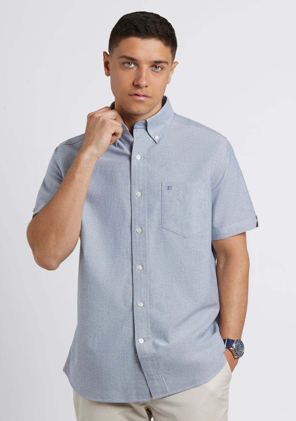 Navy Ben Sherman Short Sleeve Brighton Oxford Organic Shirts | RN9731650