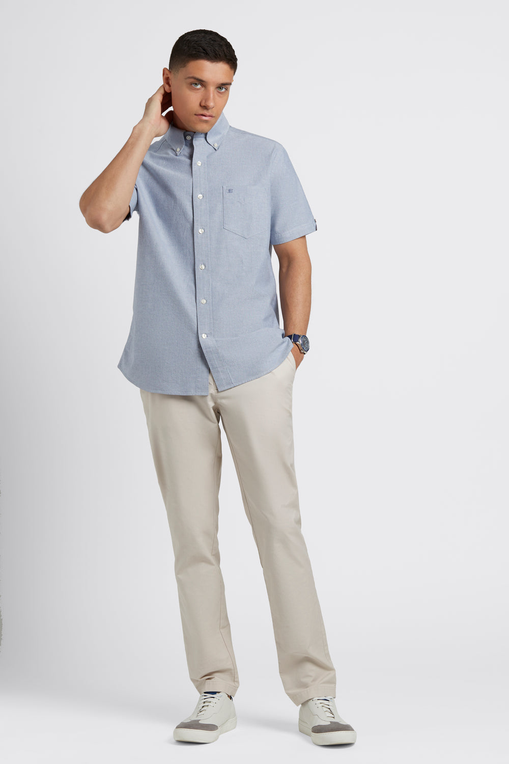 Navy Ben Sherman Short Sleeve Brighton Oxford Organic Shirts | RN9731650