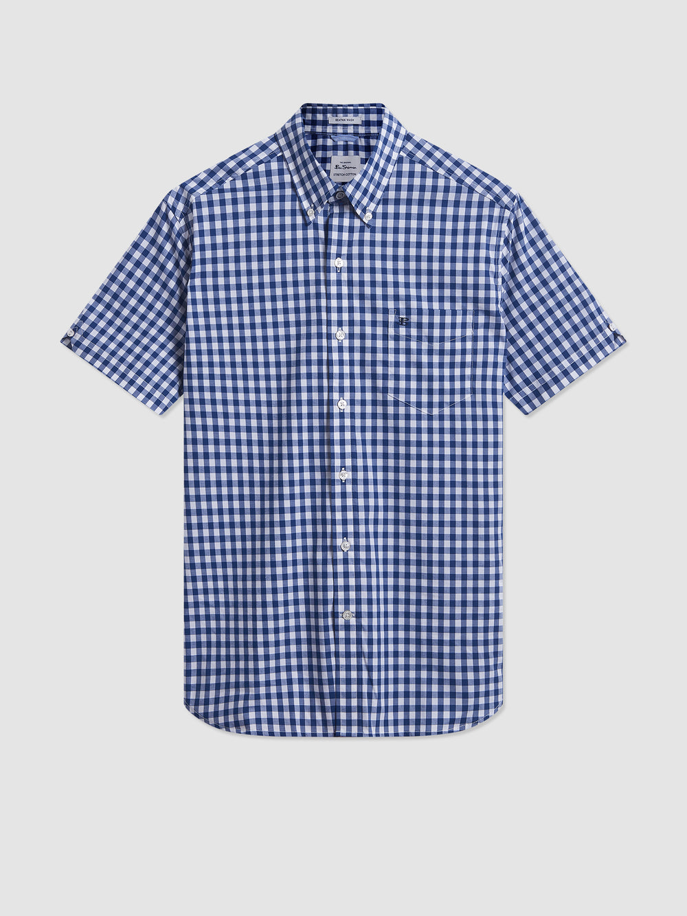 Navy / Olive Ben Sherman Short Sleeve House Poplin Gingham Shirts | SQ3795461