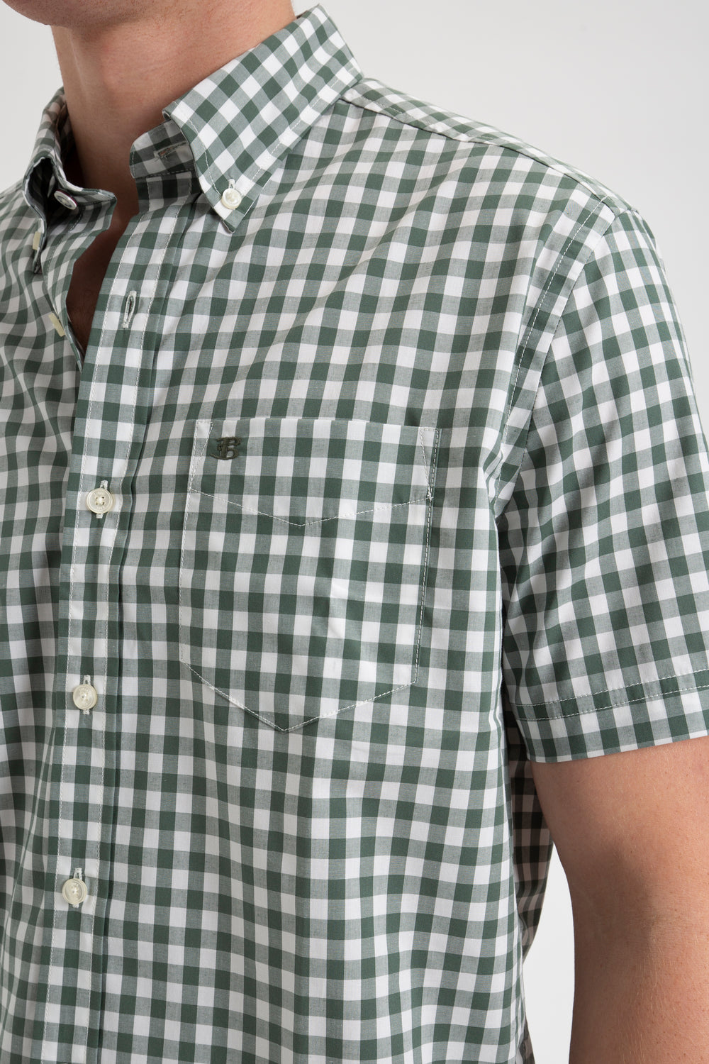 Olive Ben Sherman House Poplin Gingham Shirts | PJ4217305