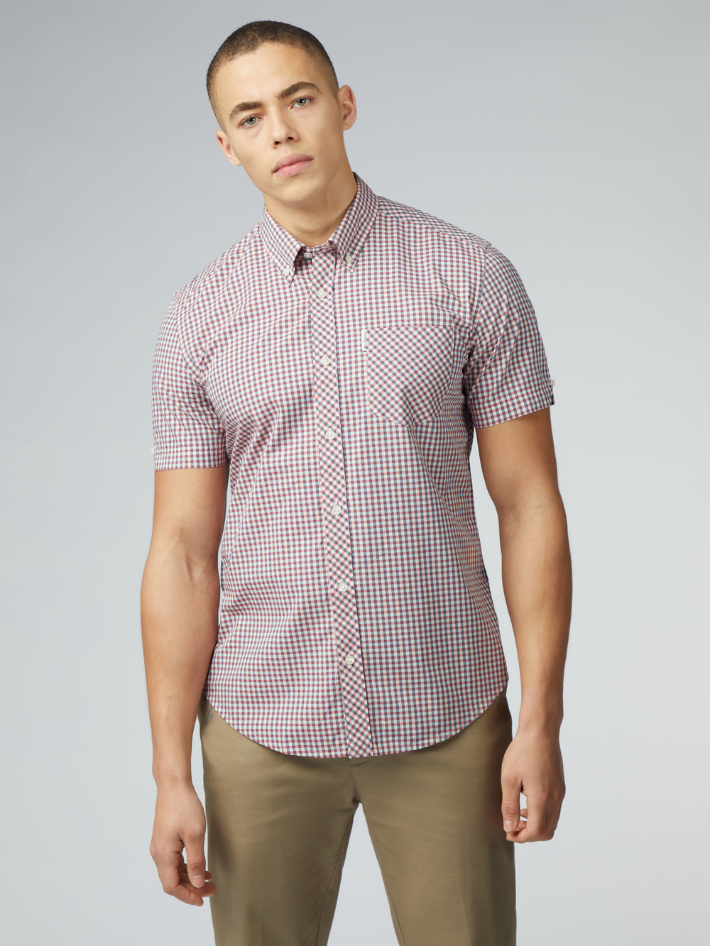 Red / White Ben Sherman Signature Short Sleeve Gingham Shirts | JD7146398