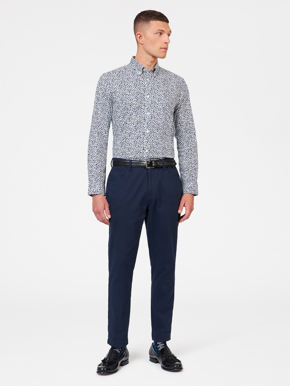 White Ben Sherman Ditsy Floral Print Long Sleeve Shirts | EK7820349