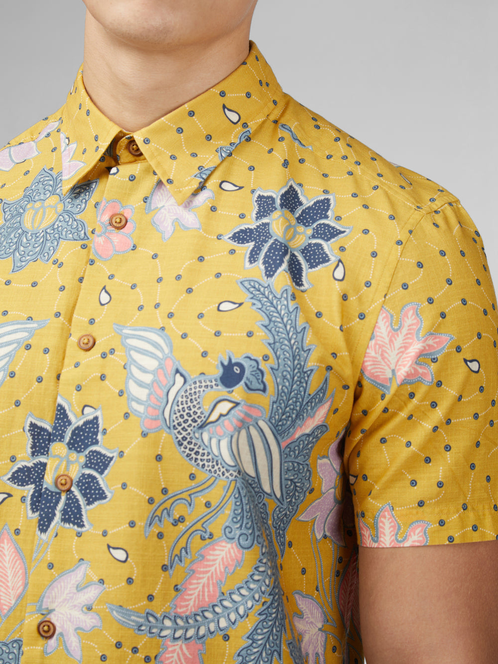 Yellow Ben Sherman Signature Abstract Botanical Print Shirts | XA4312560